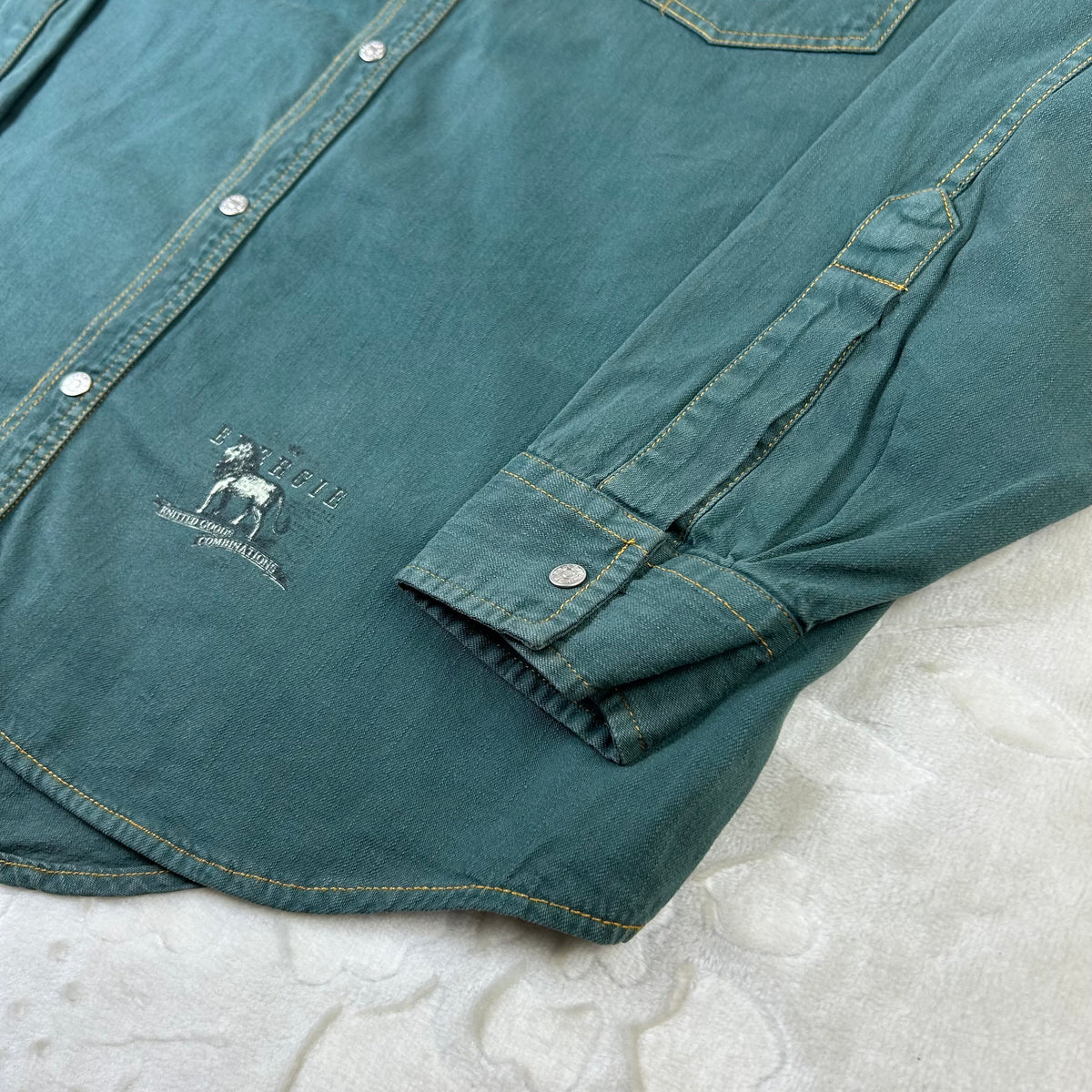 Camicia Energie Vintage Western Verde Petrolio Taglia (XL)