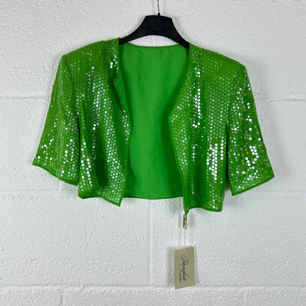 Giacca Pianoforte di Max Mara Vintage Verde con Paillettes Made in Italy 44 (S-M)