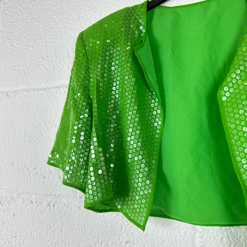 Giacca Pianoforte di Max Mara Vintage Verde con Paillettes Made in Italy 44 (S-M)