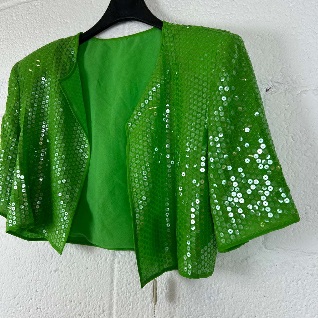 Giacca Pianoforte di Max Mara Vintage Verde con Paillettes Made in Italy 44 (S-M)