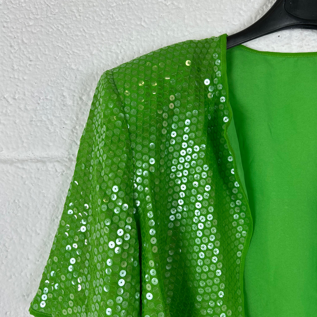 Giacca Pianoforte di Max Mara Vintage Verde con Paillettes Made in Italy 44 (S-M)