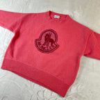 Maglione da donna Moncler in lana rosa con maxi logo (L)