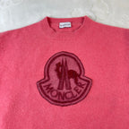 Maglione da donna Moncler in lana rosa con maxi logo (L)
