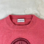 Maglione da donna Moncler in lana rosa con maxi logo (L)